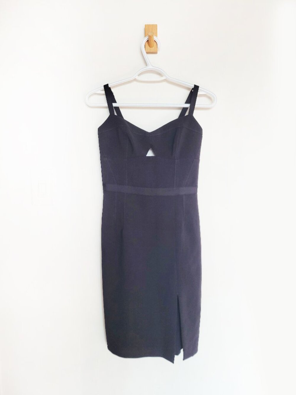 Club Monaco Bodycon Black Dress with Front Cut-out - Size 4